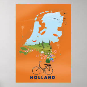 Reisposter Holland Map Poster