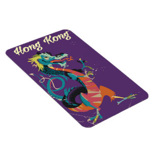 Reisposter Hong Kong Dragon stijl Magneet