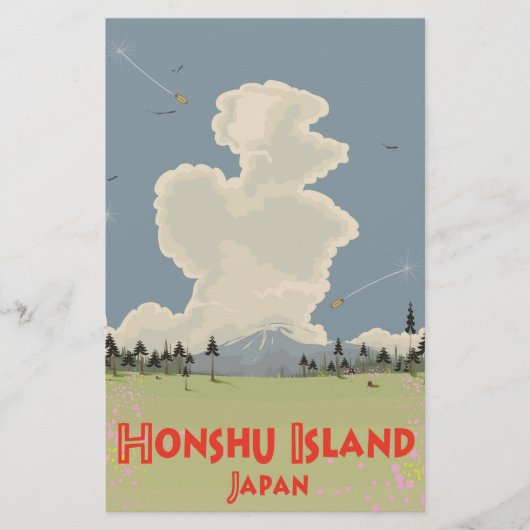 Reisposter Honshu eiland, Japan Briefpapier (Voorkant)