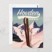 Reisposter Hovden Norway Ski. Briefkaart (Voorkant / Achterkant)