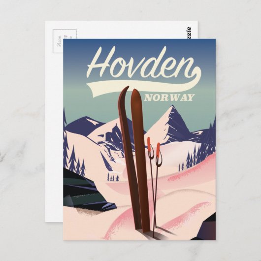 Reisposter Hovden Norway Ski. Briefkaart (Voorkant / Achterkant)