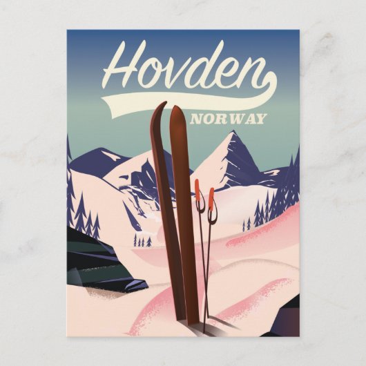 Reisposter Hovden Norway Ski. Briefkaart (Voorkant)