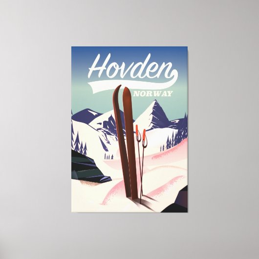 Reisposter Hovden Norway Ski. Canvas Afdruk (Voorkant)