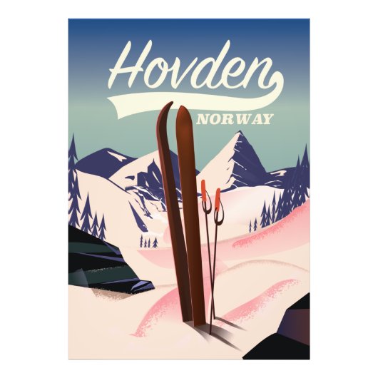 Reisposter Hovden Norway Ski. Foto Afdruk (Voorkant)