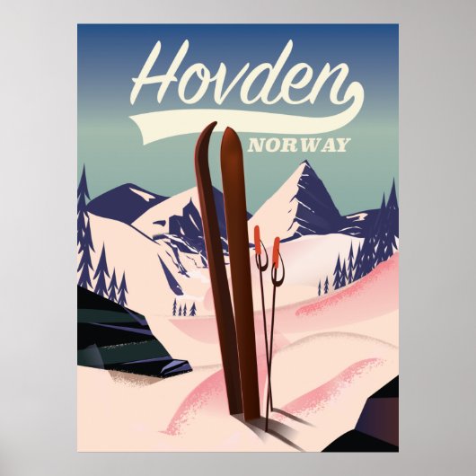 Reisposter Hovden Norway Ski. Poster (Voorkant)