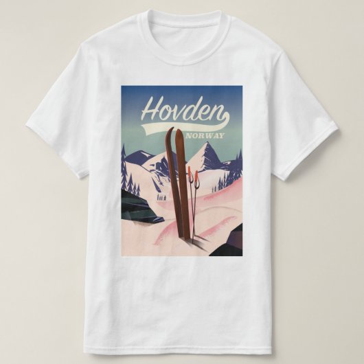 Reisposter Hovden Norway Ski. T-shirt (Design voorkant)