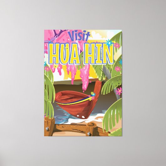 Reisposter Hua Hin Thailand Canvas Afdruk (Voorkant)