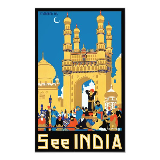  reisposter Hyderabad India Foto Afdruk (Voorkant)