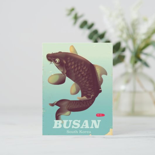Reisposter in Busan Zuid-Koreaanse stijl Briefkaart (Staand voorkant)