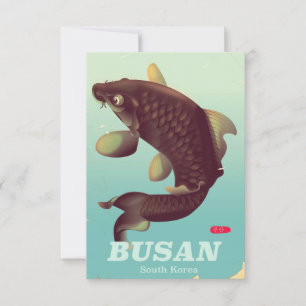 Reisposter in Busan Zuid-Koreaanse stijl RSVP Kaartje