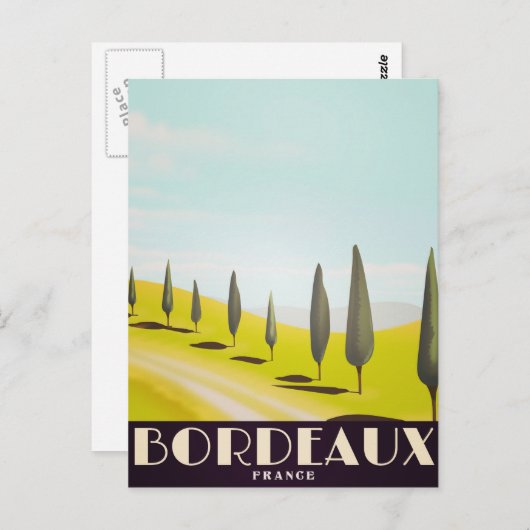 Reisposter in de Franse stijl Bordeaux Briefkaart (Voorkant / Achterkant)