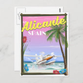 Reisposter in de  stijl Alicante Spanje Briefkaart (Voorkant / Achterkant)