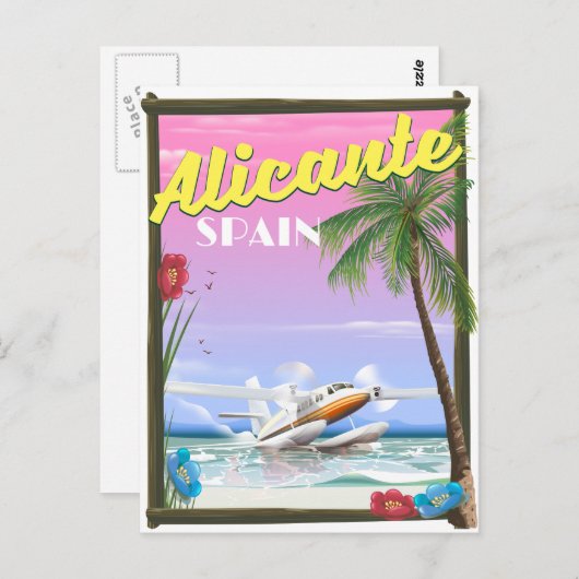 Reisposter in de  stijl Alicante Spanje Briefkaart (Voorkant / Achterkant)