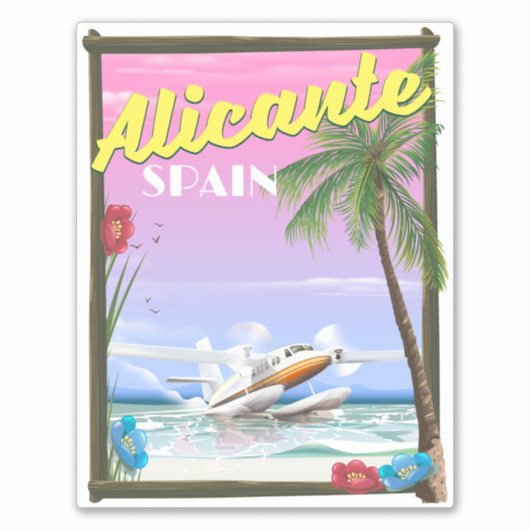Reisposter in de  stijl Alicante Spanje Sticker (Voorkant)