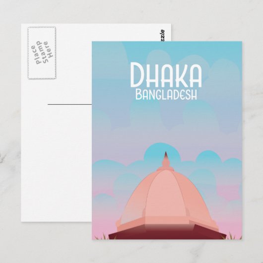 Reisposter in de  stijl Dhaka Bangladesh. Briefkaart (Voorkant / Achterkant)