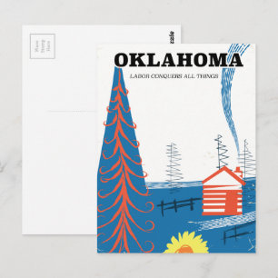 Reisposter in de  stijl Oklahoma. Briefkaart