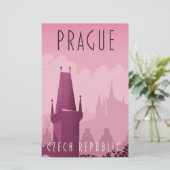 Reisposter in de stijl Praag Tsjechië (Staand voorkant)