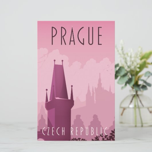 Reisposter in de stijl Praag Tsjechië (Staand voorkant)