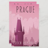 Reisposter in de  stijl Praag Tsjechië (Voorkant / Achterkant)