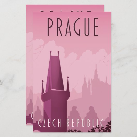 Reisposter in de stijl Praag Tsjechië (Voorkant / Achterkant)