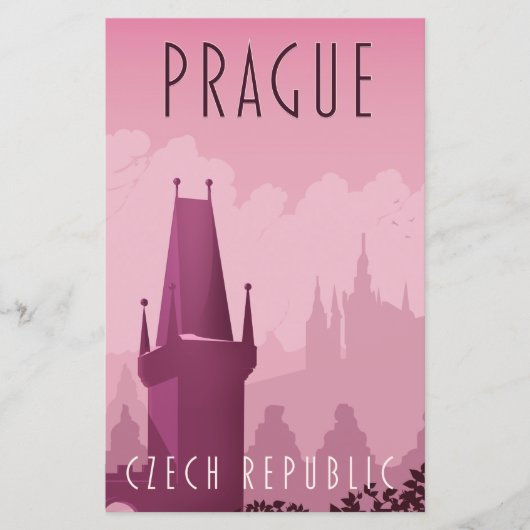 Reisposter in de  stijl Praag Tsjechië (Voorkant)