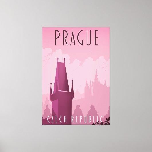 Reisposter in de stijl Praag Tsjechië Canvas Afdruk (Voorkant)