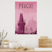 Reisposter in de stijl Praag Tsjechië Poster (Keuken)