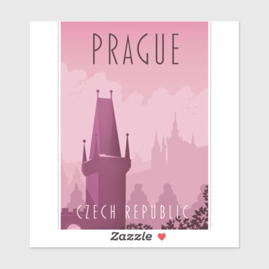 Reisposter in de  stijl Praag Tsjechië Sticker (Vel)