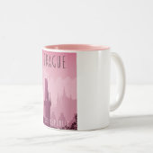 Reisposter in de  stijl Praag Tsjechië Tweekleurige Koffiemok (Voorkant rechts)