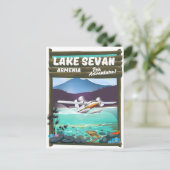 Reisposter in de stijl van het Sevan Armenia-meer Briefkaart (Staand voorkant)