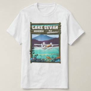 Reisposter in de stijl van het Sevan Armenia-meer T-shirt