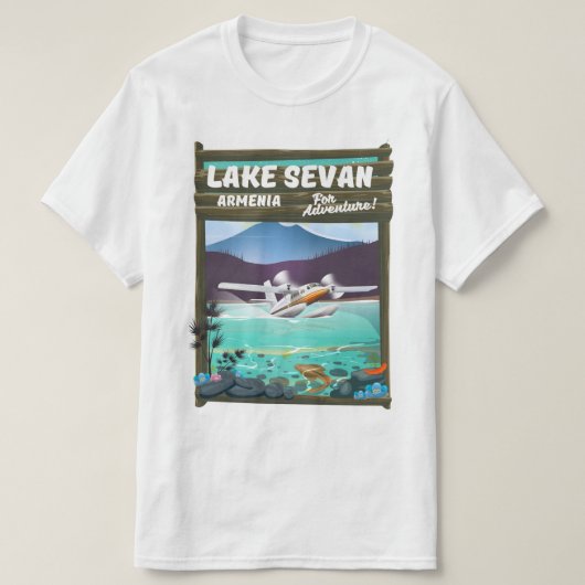 Reisposter in de stijl van het Sevan Armenia-meer T-shirt (Design voorkant)