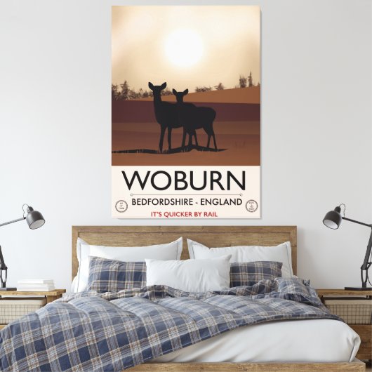 Reisposter in de stijl Woburn - Bedfordshire Canvas Afdruk (Insitu (Slaapkamer))