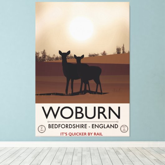 Reisposter in de stijl Woburn - Bedfordshire Canvas Afdruk (Insitu (Houten vloer))