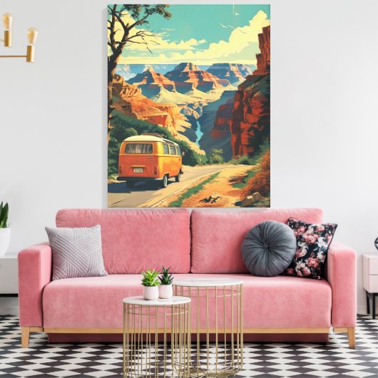 Reisposter in retro-stijl - Grand Canyon Adventure Canvas Afdruk (Insitu (Woonkamer))