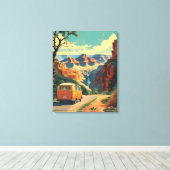Reisposter in retro-stijl - Grand Canyon Adventure Canvas Afdruk (Insitu (Houten vloer))