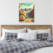 Reisposter in retro-stijl - Grand Canyon Adventure Canvas Afdruk (Insitu (Slaapkamer))