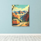 Reisposter in retro-stijl - Grand Canyon Adventure Canvas Afdruk (Insitu (Houten vloer))