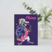Reisposter in vintage stijl met Chinese draak Briefkaart (Staand voorkant)