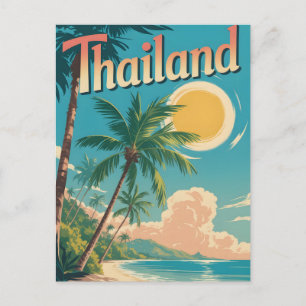 Reisposter in vintage stijl van een tropisch Thail Briefkaart