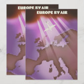 Reisposter in vintage stijl van Europe By Air. (Voorkant / Achterkant)