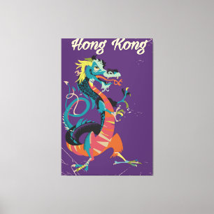 Reisposter in vintage stijl van Hong Kong Draak Canvas Afdruk