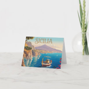 Reisposter in vintage stijl voor Sicilië Italië Feestdagen Kaart