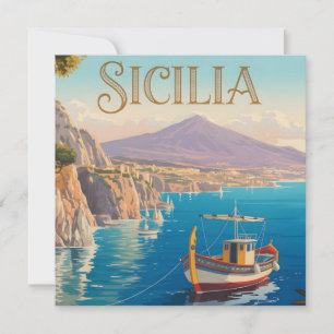 Reisposter in vintage stijl voor Sicilië Italië Feestdagenkaart