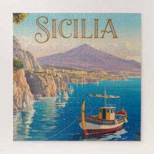 Reisposter in vintage stijl voor Sicilië Italië Legpuzzel