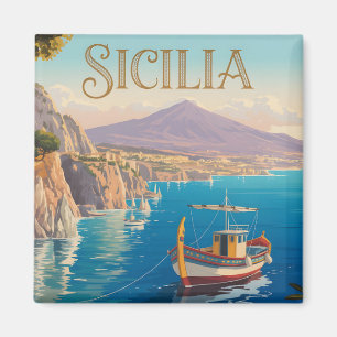 Reisposter in vintage stijl voor Sicilië Italië Magneet