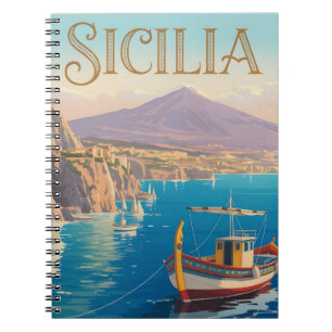 Reisposter in vintage stijl voor Sicilië Italië Notitieboek