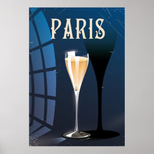 Reisposter in vintage stijl voor wijn drinken in P Poster