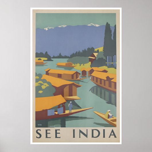 Reisposter India Kunstprint Retro Poster (Voorkant)