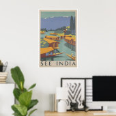 Reisposter India Kunstprint Retro Poster (Thuiskantoor)